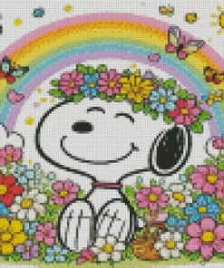 Rainbow Snoopy And Flowers Diamond Painting