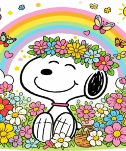 Rainbow Snoopy And Flowers Diamond Painting
