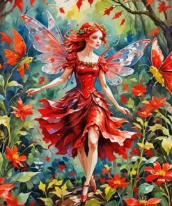 Red Fairy Diamond Painting