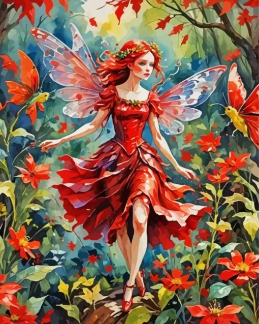 Red Fairy Diamond Painting