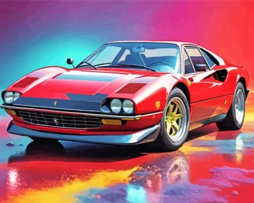 Red Ferrari 308 Art Diamond Painting
