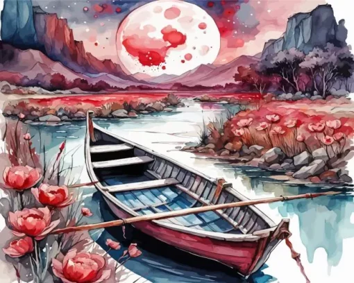 Row Boat Art Diamond Painting
