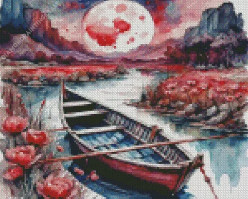 Row Boat Art Diamond Painting