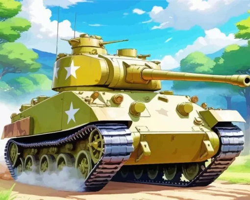 Sherman Tank Diamond Painting