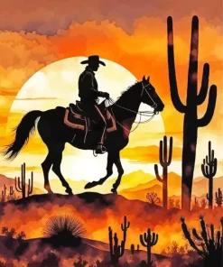 Silhouette Cowboy Diamond Painting