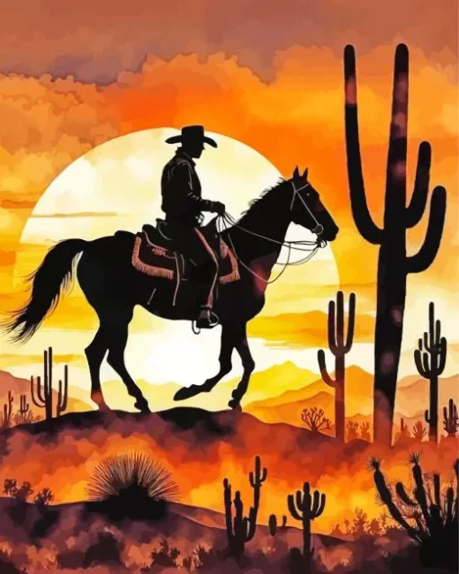 Silhouette Cowboy Diamond Painting