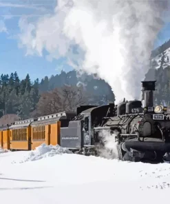 Snow Durango Silverton Train Art Diamond Painting