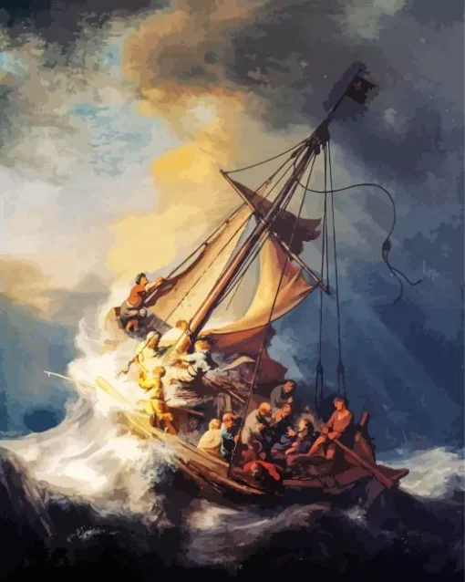 The Storm On The Sea Of Galilee By Rembrandt Diamond Painting