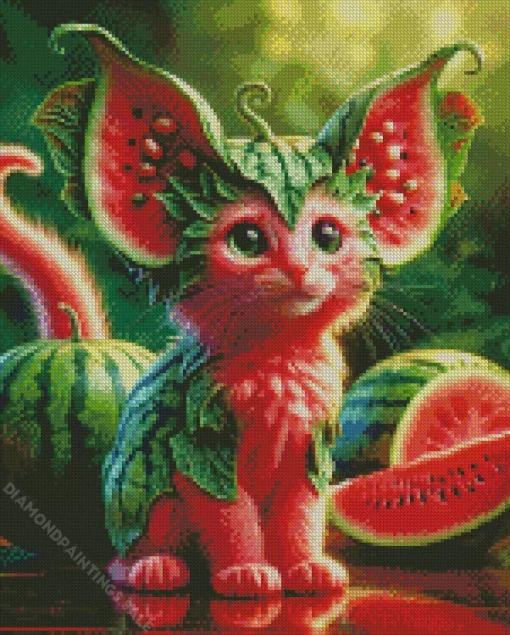 Watermelon Cat Diamond Painting