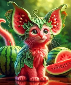 Watermelon Cat Diamond Painting