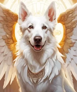 White Dog Angel Pet Diamond Painting