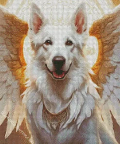 White Dog Angel Pet Diamond Painting