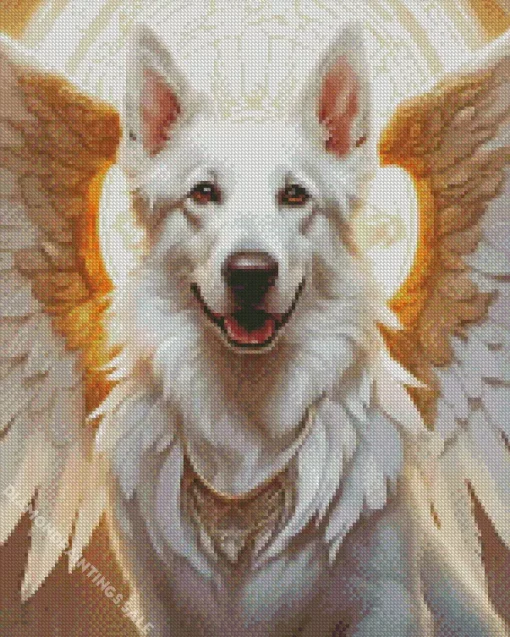 White Dog Angel Pet Diamond Painting