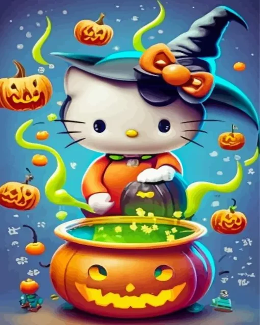 Witch Hello Kitty Diamond Painting