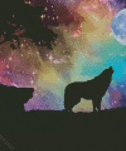 Wolf In The Moon Diamond Painting