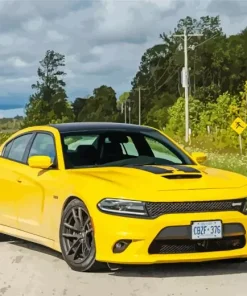 Yellow Dodge Charger Daytona Diamond Painting