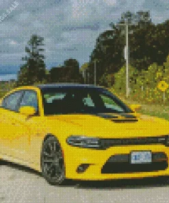 Yellow Dodge Charger Daytona Diamond Painting