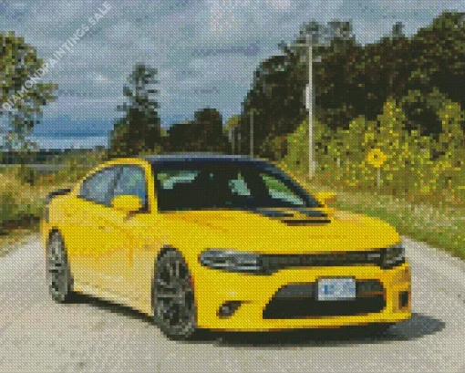 Yellow Dodge Charger Daytona Diamond Painting