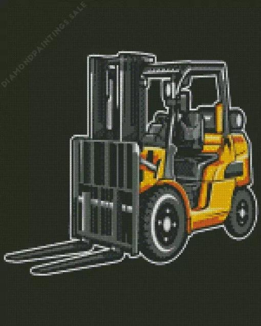 Forklift Illustration Art Diamond Painting