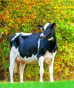 Holstein Cow With Autumn Tree Diamond Painting
