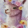 Llama with Flowers Diamond Painting