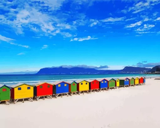 St James Beach Huts Diamond Painting