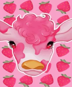 Strawberry Cow Face Diamond Painting