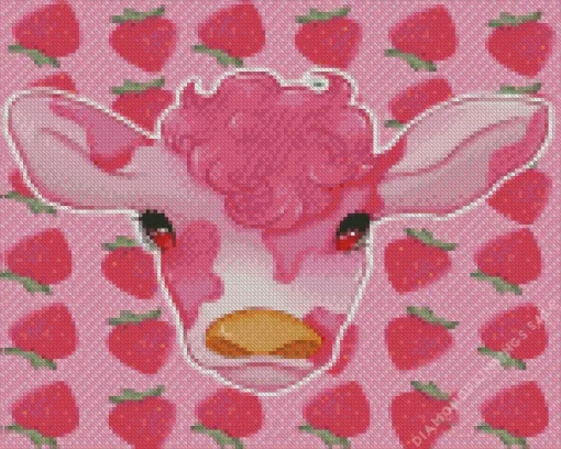 Strawberry Cow Face Diamond Painting
