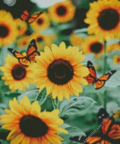 Sunflower with Butterflies Diamond Painting