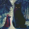 Big Black Cat In Snow Diamond Painting