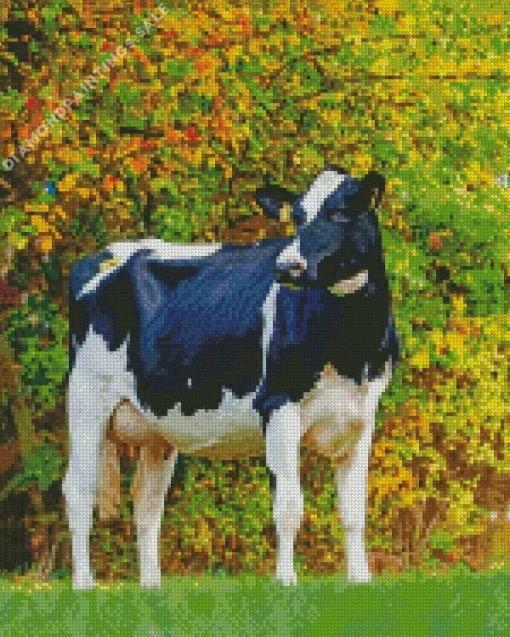 Holstein Cow With Autumn Tree Diamond Painting