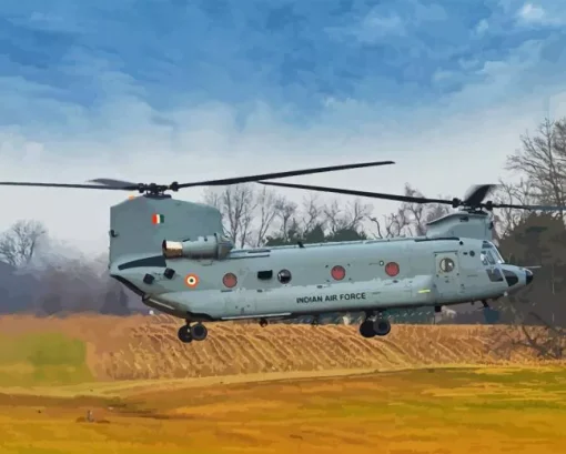 Indian Air Force Chinook Helicopter Diamond Painting