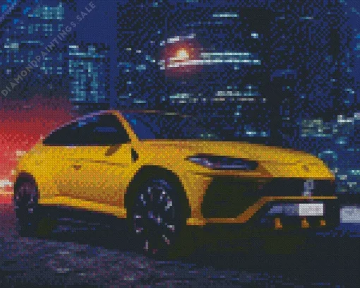 Lambo Urus City Night View Diamond Painting