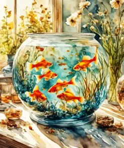 Orange Fish Bowl Diamond Painting