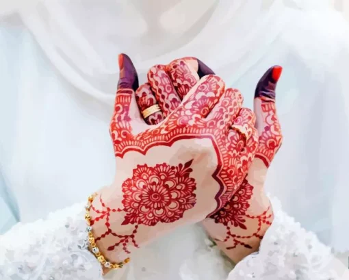 Red Bridal Henna Diamond Painting