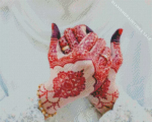 Red Bridal Henna Diamond Painting