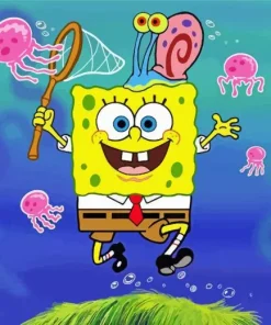 Spongebob Fishing Diamond Painting