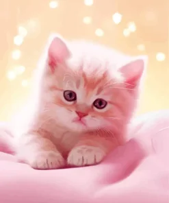 Adorable Pink Cat Diamond Painting