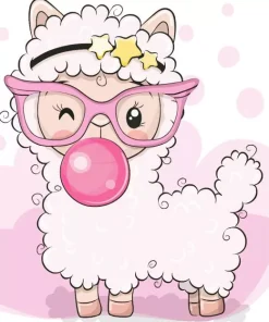 Alpaca Bubble Gum Diamond Painting