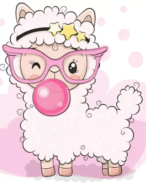 Alpaca Bubble Gum Diamond Painting