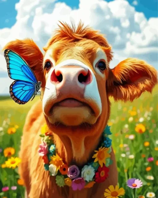 Blue Butterfly Cow Diamond Painting