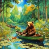 Brown Bear On A Boat Art Diamond Painting