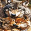 Brown Wolves Family Diamond Painting