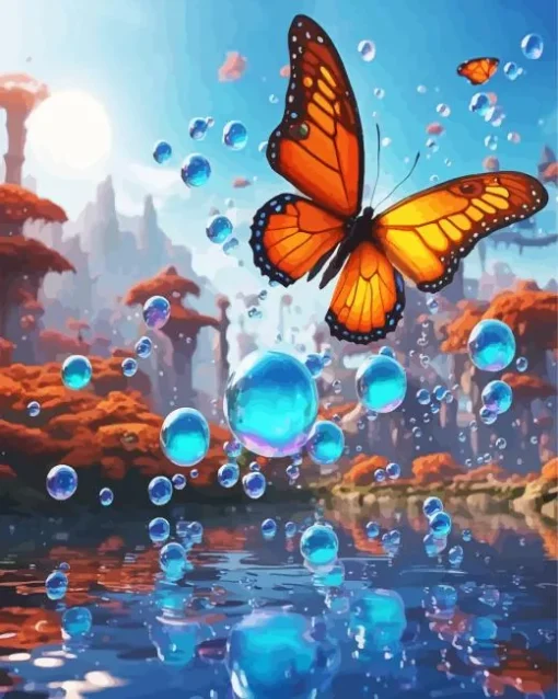 Bubbles Butterfly Diamond Painting