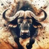 Buffalo With Long Horns Diamond Painting
