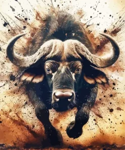 Buffalo With Long Horns Diamond Painting