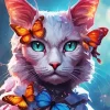 Butterflies Cat Diamond Painting