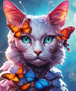 Butterflies Cat Diamond Painting