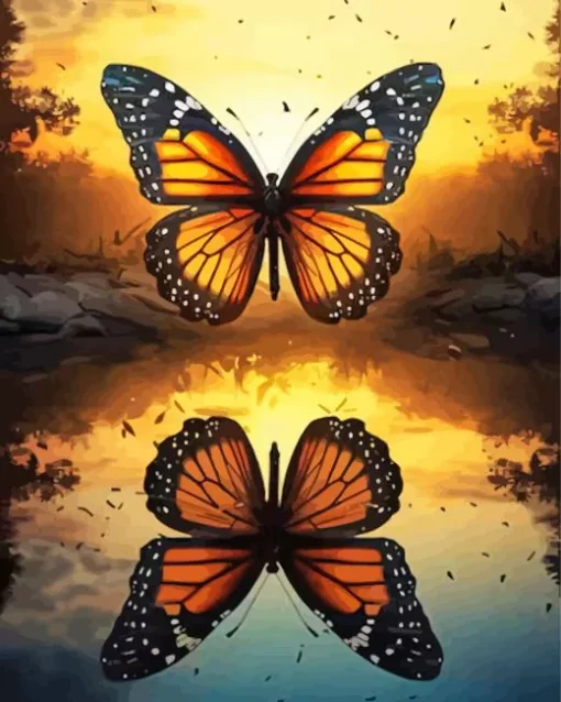 Butterfly Reflection Diamond Painting