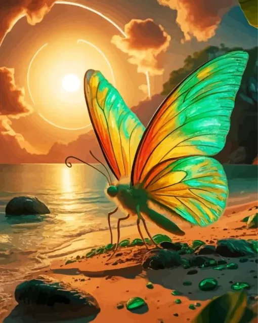 Butterfly At Sunset Diamond Painting